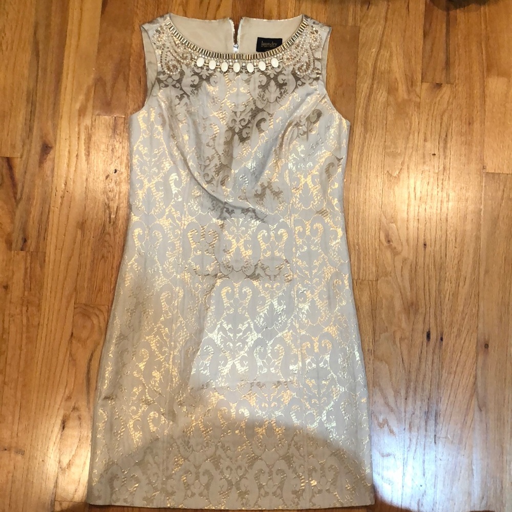 Beautiful gold dresss by laundry by shelli segal